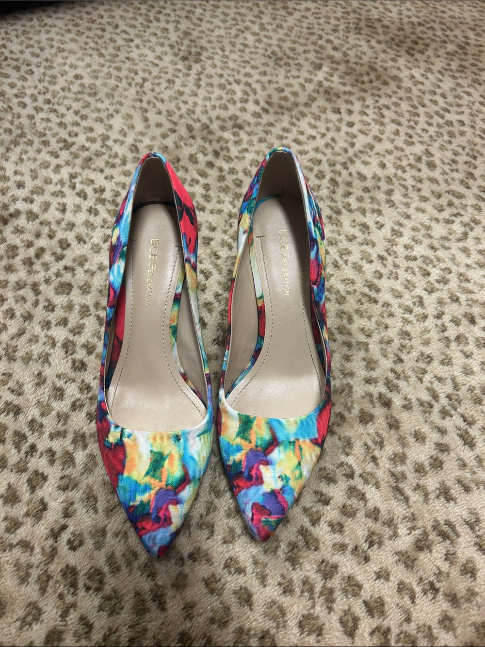 BCBGeneration Multicolor Watercolor Pointed-Toe Pumps